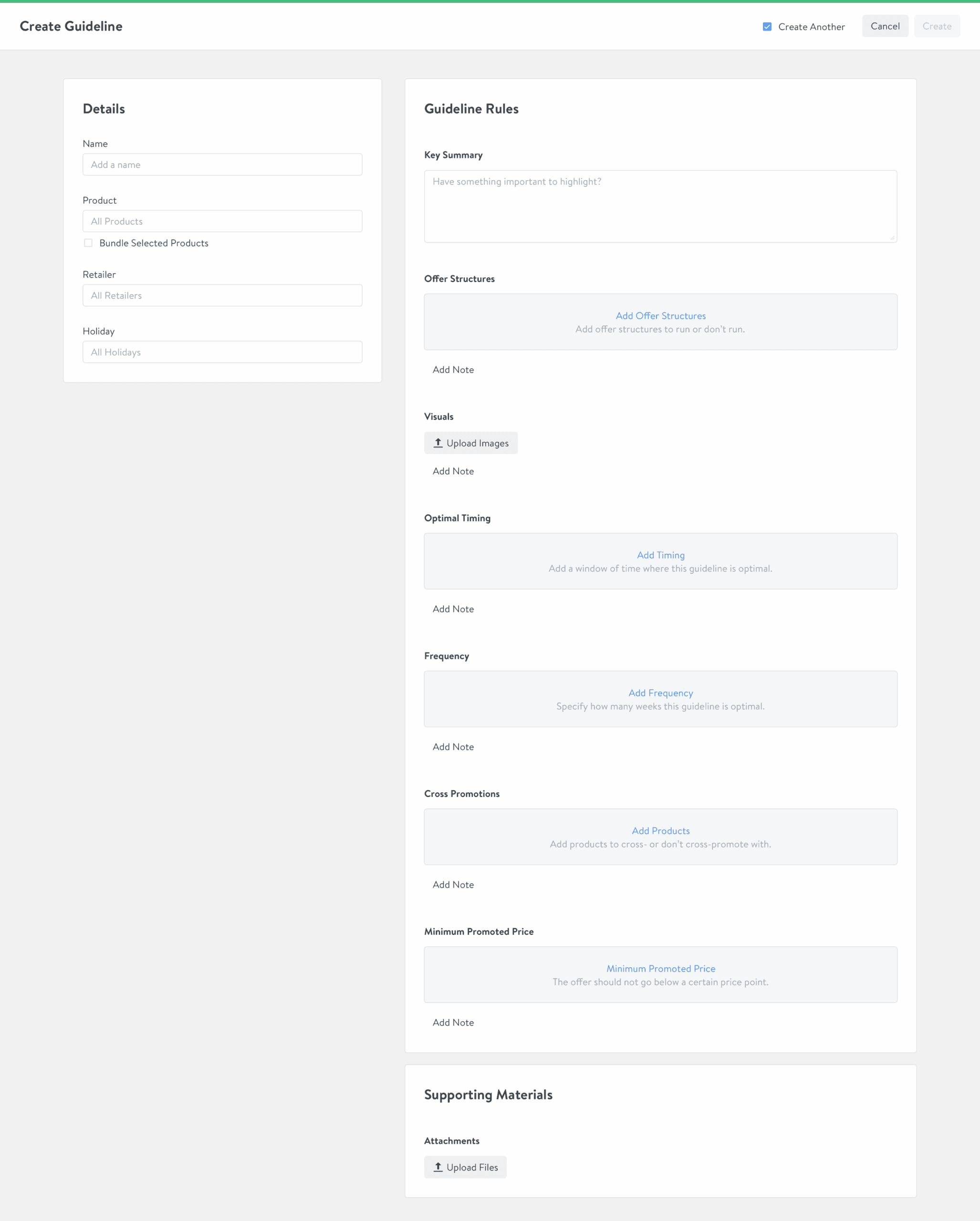 Guideline creator, empty state